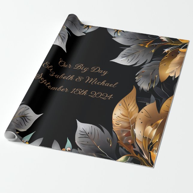 Papier Cadeau Cadeau Mariage personnalisé Gold & Silver (Déroulé)