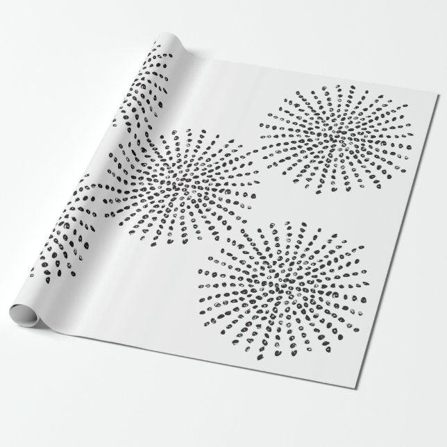 Papier Cadeau Cadeau Motif de rafale noire et blanche (Déroulé)