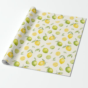 Papier Cadeau Cadeau Motif Fruit Aquarelle Citron Vert