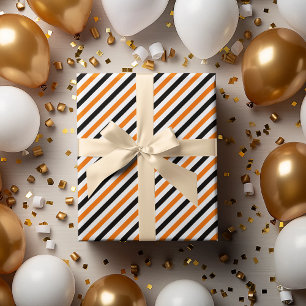 Papier Cadeau Cadeau Motif Halloween Black Orange White Stripes