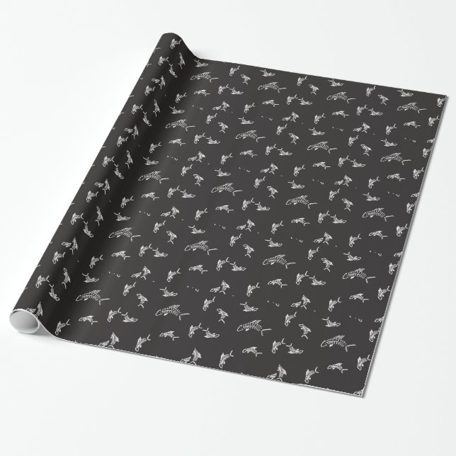 Papier Cadeau Cadeau noir d'os de poissons de requin blanc (Déroulé)