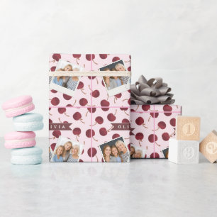 Papier Cadeau Cadeau personnalisé avec nom et motif cerise esthé