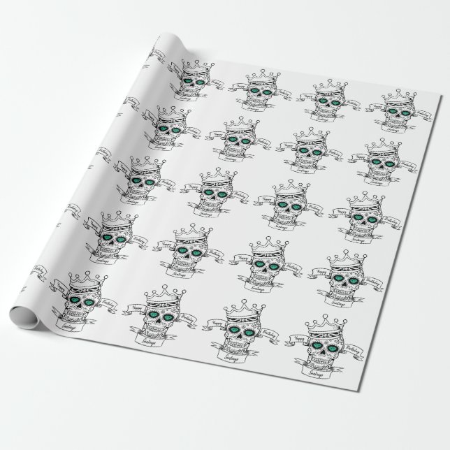 Papier Cadeau Cadeau personnalisé Crâne King Calavera (Déroulé)