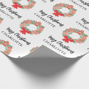 Papier Cadeau Cadeau personnalisé de couronne de Noël