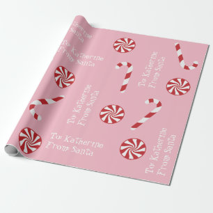 Papier Cadeau Cadeau personnalisé de rose de sucrerie de Noël de