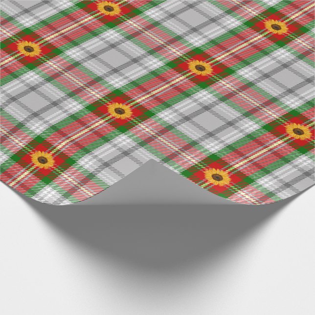 Papier Cadeau Cadeau rustique de cru de tournesol de plaid (Coin)