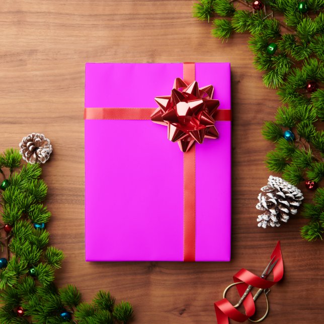 Papier Cadeau Cadeau solide rose magenta moderne (Cadeau de vacances)