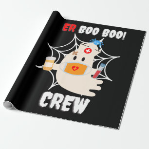 Papier Cadeau Cadeau Spider   Boo Crew Nurse Halloween mignonne 