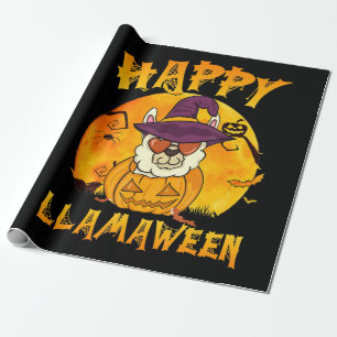 Papier Cadeau Cadeau Spider   Joyeux Llamaween Llama sorcière Sp