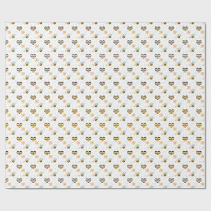 Papier Cadeau Cadeau sur le thème de l'abeille et de l'apiculteu