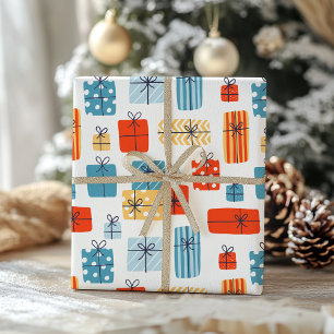Papier Cadeau Cadeaux de Noël à dessin moderne Présent de vacanc