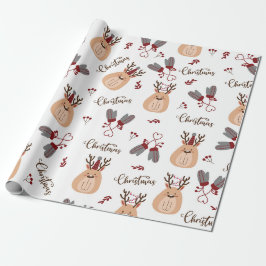 Papier Cadeau Cadeaux de Noël Cadeaux de cerfs Papier d'envelopp