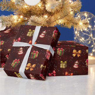 Papier Cadeau Cadeaux de Noël et rubans
