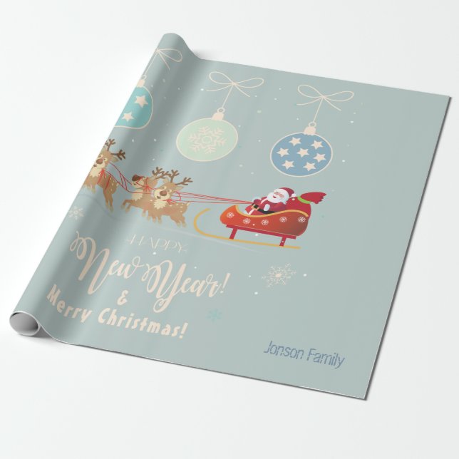 Papier Cadeau Cadeaux de Noël et vos souhaits, Personnaliser (Déroulé)