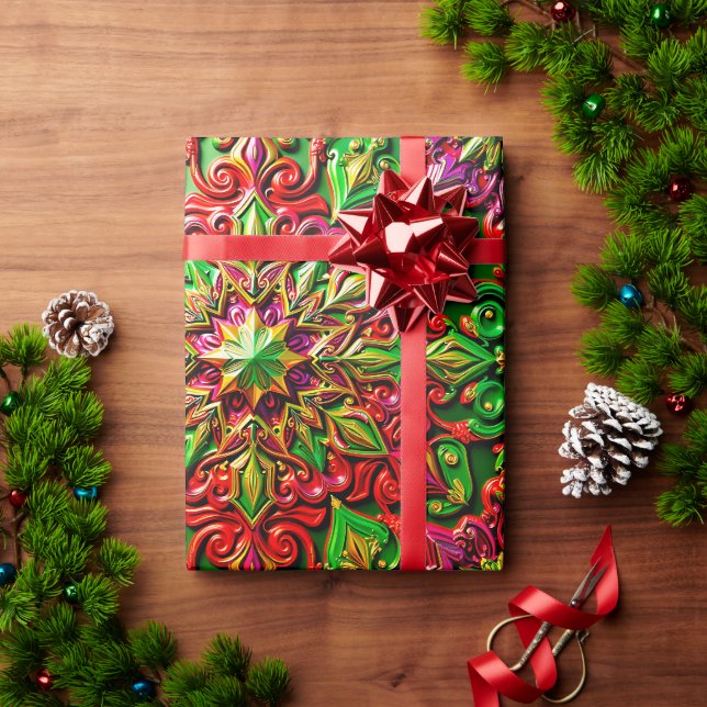 Papier Cadeau ~ Cadeaux de Noël multicolores ~ (Cadeau de vacances)