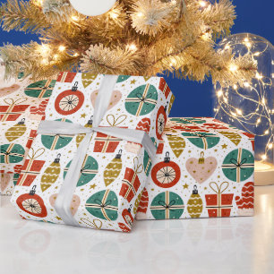 Papier Cadeau Cadeaux de Noël Ornements Gants Étoiles Vacances