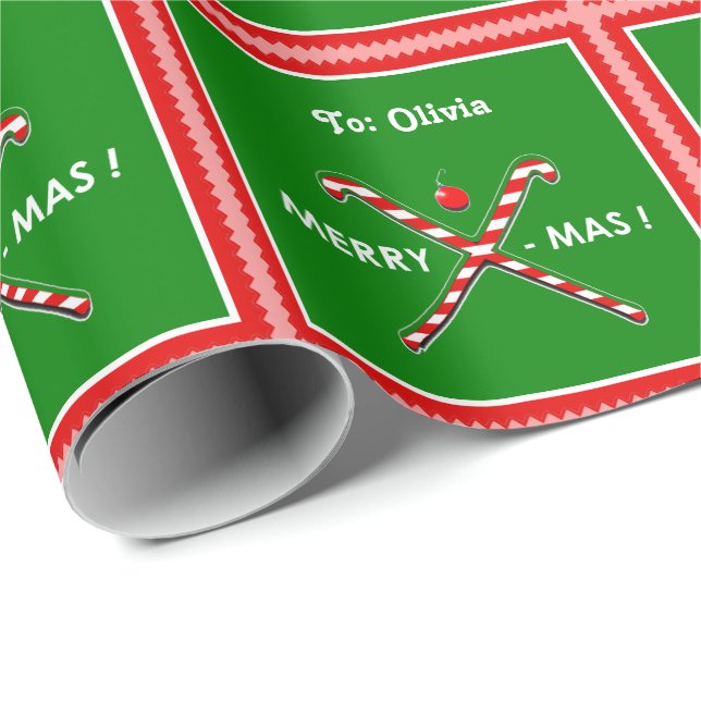 Papier Cadeau Cadeaux de vacances de hockey sur gazon (Coin rond)