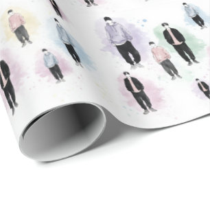 Papier Cadeau Cadeaux esthétiques minimalistes de silhouettes d'