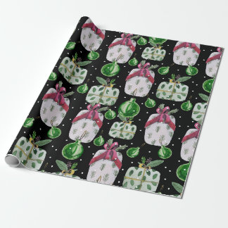 Papier Cadeau Cadeaux et ornements de Noël à l'aquarelle