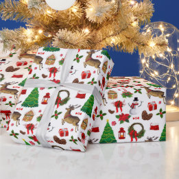Papier Cadeau Cadeaux Noël Reindeer Snowmen Noël