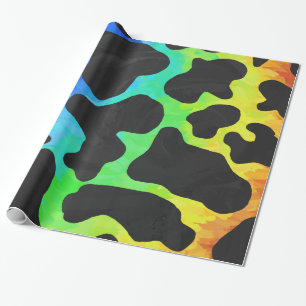 Papier Cadeau Cadeaux noir et arc-en-ciel de vache