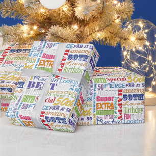Papier Cadeau Cadeaux Uniques Et Spéciaux 50e Anniversaire