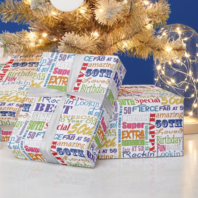 Papier Cadeau Cadeaux Uniques Et Spéciaux 50e Anniversaire (Vacances)