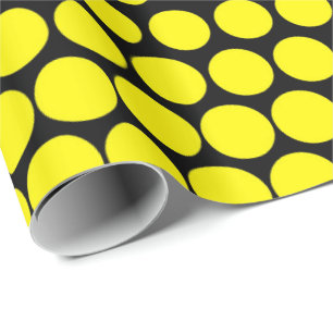 Papier Cadeau Cadmium Jaune Polka Dot Noir moderne