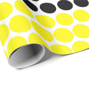 Papier Cadeau Cadmium Yellow and Black Polka Dot