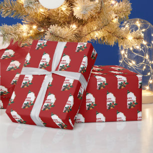 Papier Cadeau Cadre Joyeuses Fêtes sur fond rouge