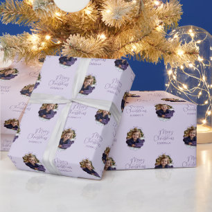 Papier Cadeau Cadre Wavy personnalisé Simple Bow Joyeux Noël