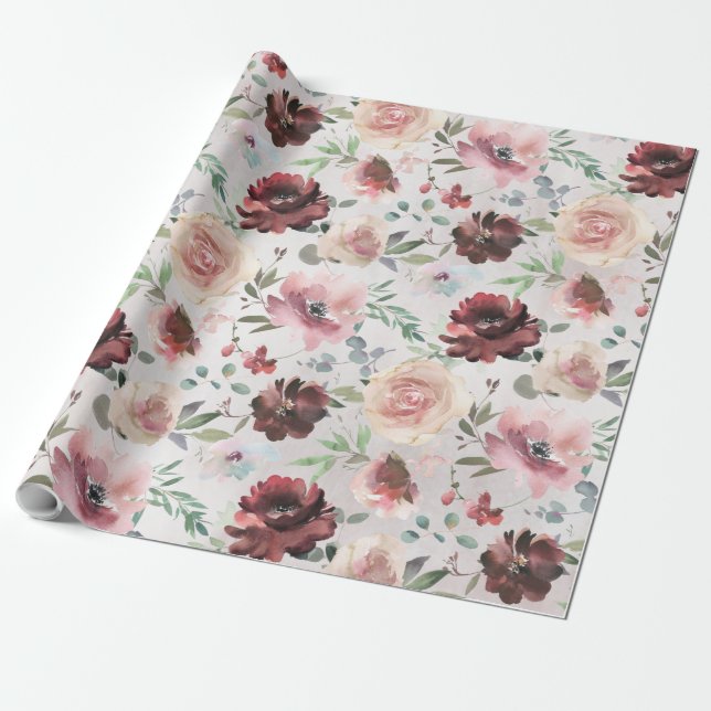 Papier Cadeau Café Bourgogne Pony Rose & Jardin Mondial Rose (Déroulé)