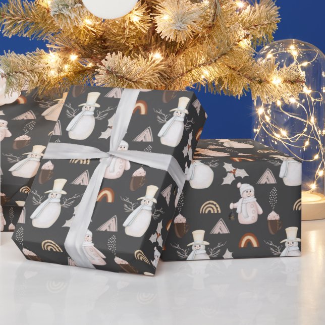 Papier Cadeau Café de Noël et Snowmen (Vacances)