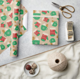 Papier Cadeau Café Latte Christmas Gingerpain Cookies Gants