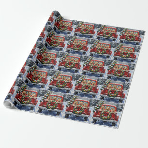 Papier Cadeau Cairn Terrier Noël Camion Rouge Fêtes