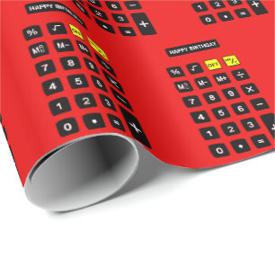 Papier Cadeau Calculateur d'anniversaire rouge