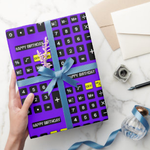 Papier Cadeau Calculateur d'anniversaire violet