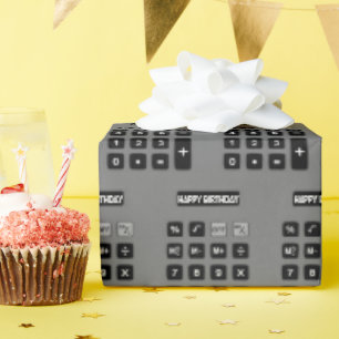 Papier Cadeau Calculatrice grise Anniversaire