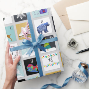 Papier Cadeau Calendrier de l'Avent de Noël