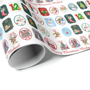 Papier Cadeau Calendrier de l'Avent festif
