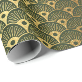 Papier Cadeau Cali Woodland Coquillages métalliques verts Art Dé