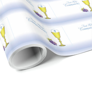Papier Cadeau Calice de première communion garçon personnalisé a