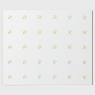 Papier Cadeau Calligraphie couleur or monogramme moderne minimal