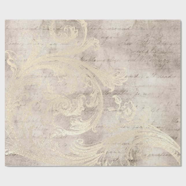Papier Cadeau Calligraphie de l'ivoire et de l'or des grunges de (Plat)