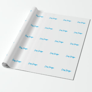 Papier Cadeau Calligraphie de votre nom en bleu blanc Minimalist