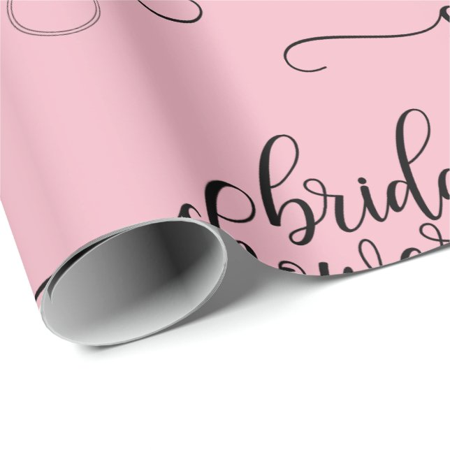 Papier Cadeau Calligraphie noire rose de manuscrit d'ANNEAU de (Coin rond)