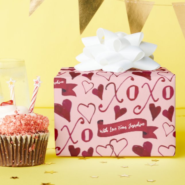 Papier Cadeau Calligraphie personnalisée Boho Saint Valentin XOX (Fête d'anniversaire)