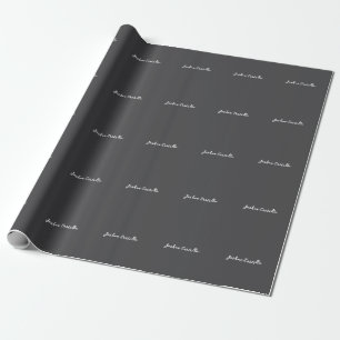 Papier Cadeau Calligraphie Simple Gris Nom Professionnel