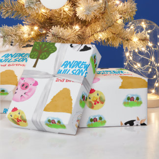 Papier Cadeau Calling All Party Animals Farm Wrapping Paper
