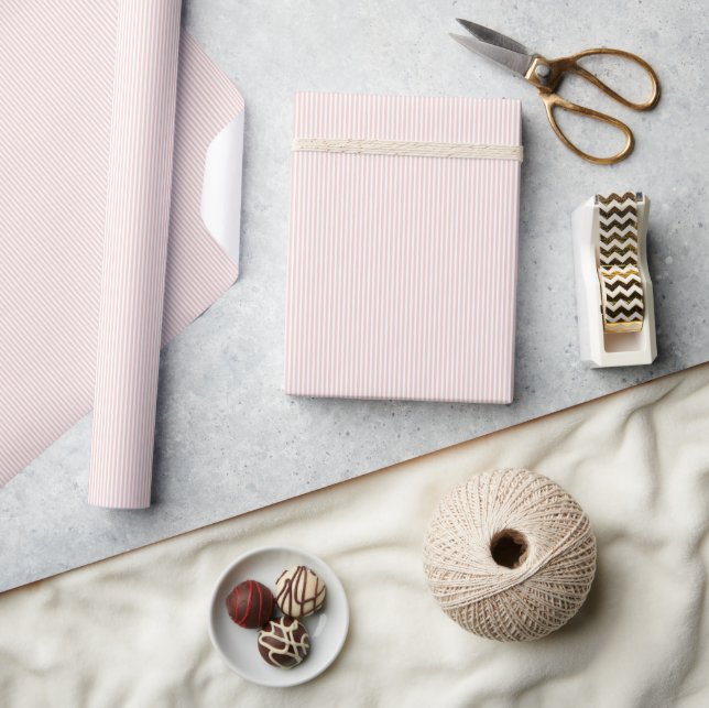 Papier Cadeau Calm Pink Minimalist Stripes (Artisanat)